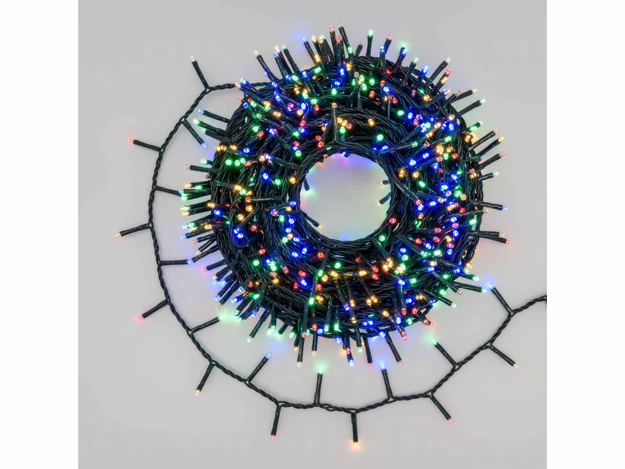 Catena luci 1000 miniled multicolor 7 giochi di luce con timer uso esterno cavo 34,5 metri