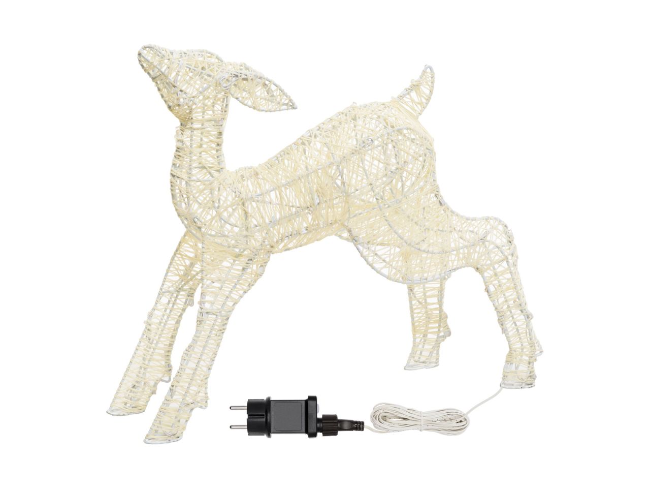 Renna 3d cucciolo misura h.40cm con 60 led traditional per uso interno ed esterno