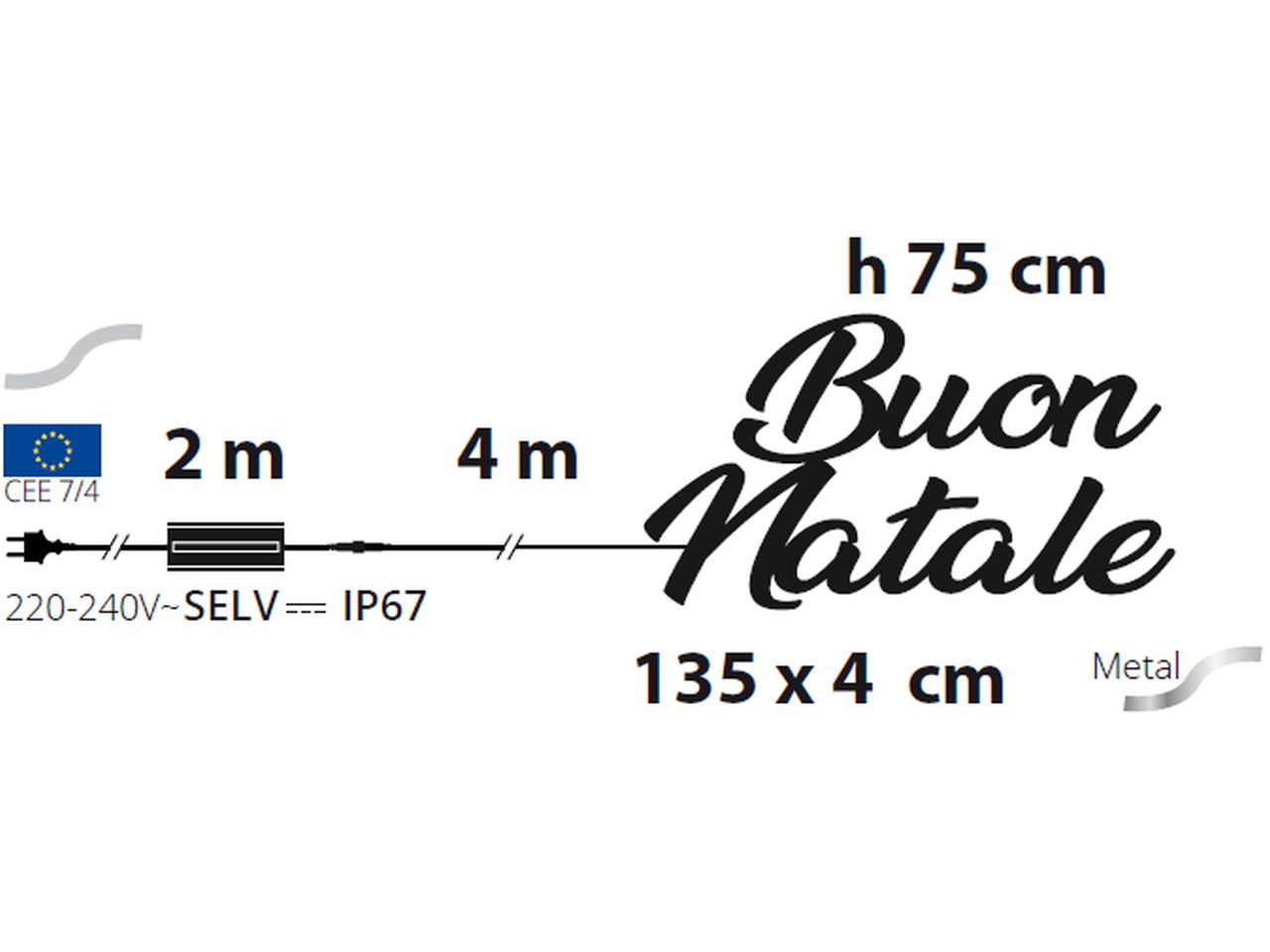 Buon natale 3d 135xh.75cm hdm 6500 microled bianco caldo e bianco d.1,5mm gioco luce automatico flashled diamond con led luce fissa e led lampeggianti trasformatore gs uso esterno e interno 6m+135x4xh.75cm