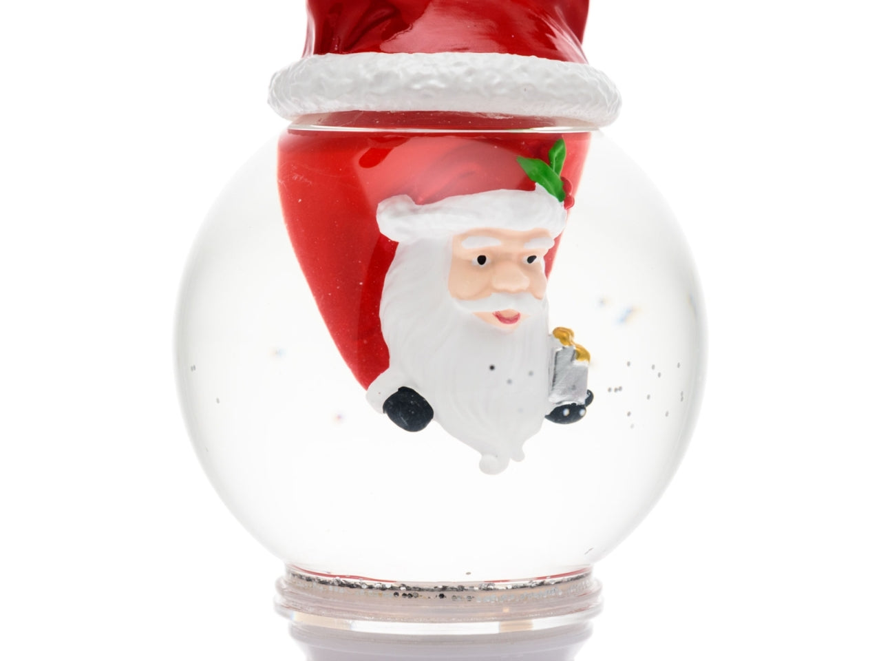 Palla di vetro con babbo natale rovesciato e glitter led scintillante 11x21 cm - XmasKing