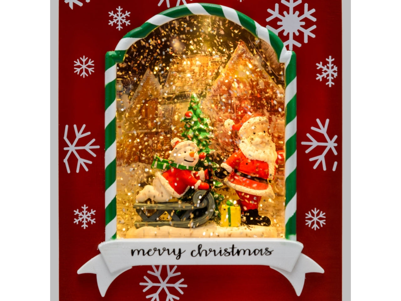 Palla di vetro a forma di borsa shopper con babbo natale 14x7,5x22cm - XmasKing