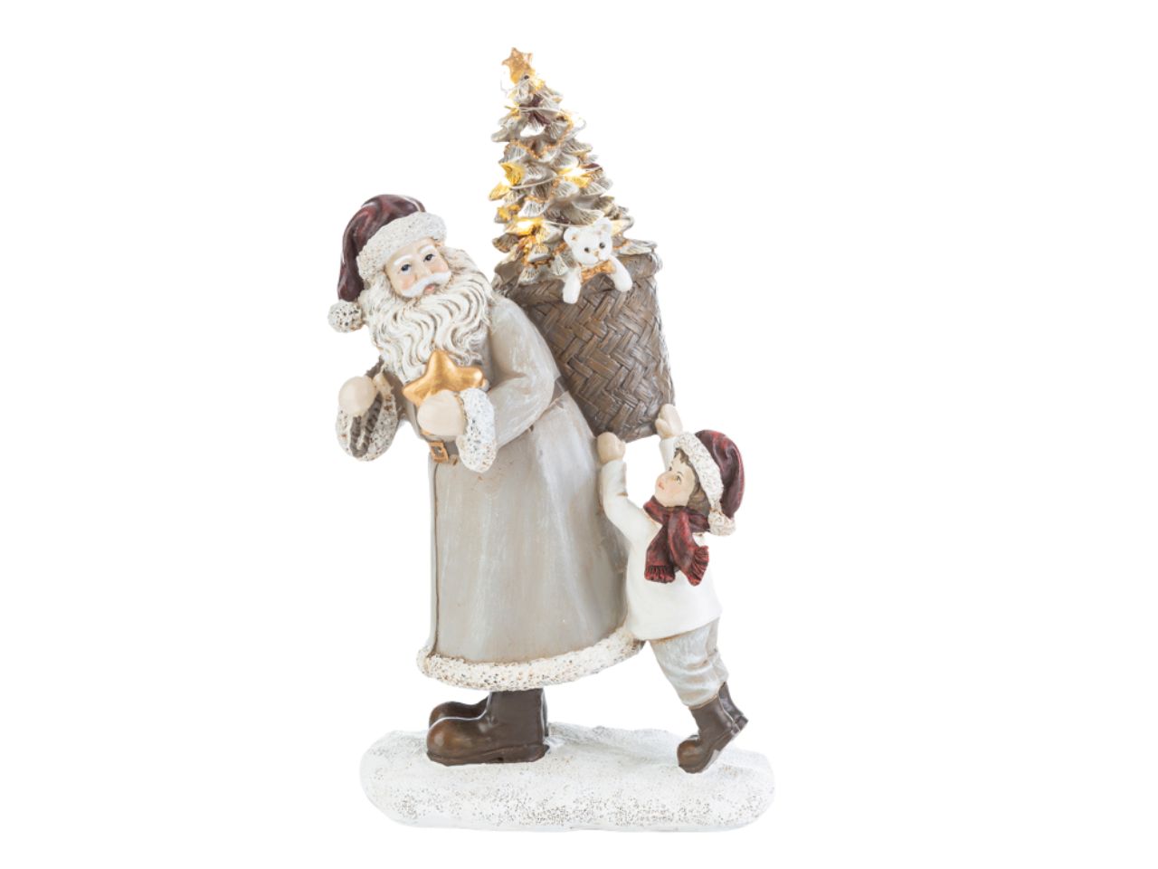 Babbo natale in resina con led 17x13xh.27 cm