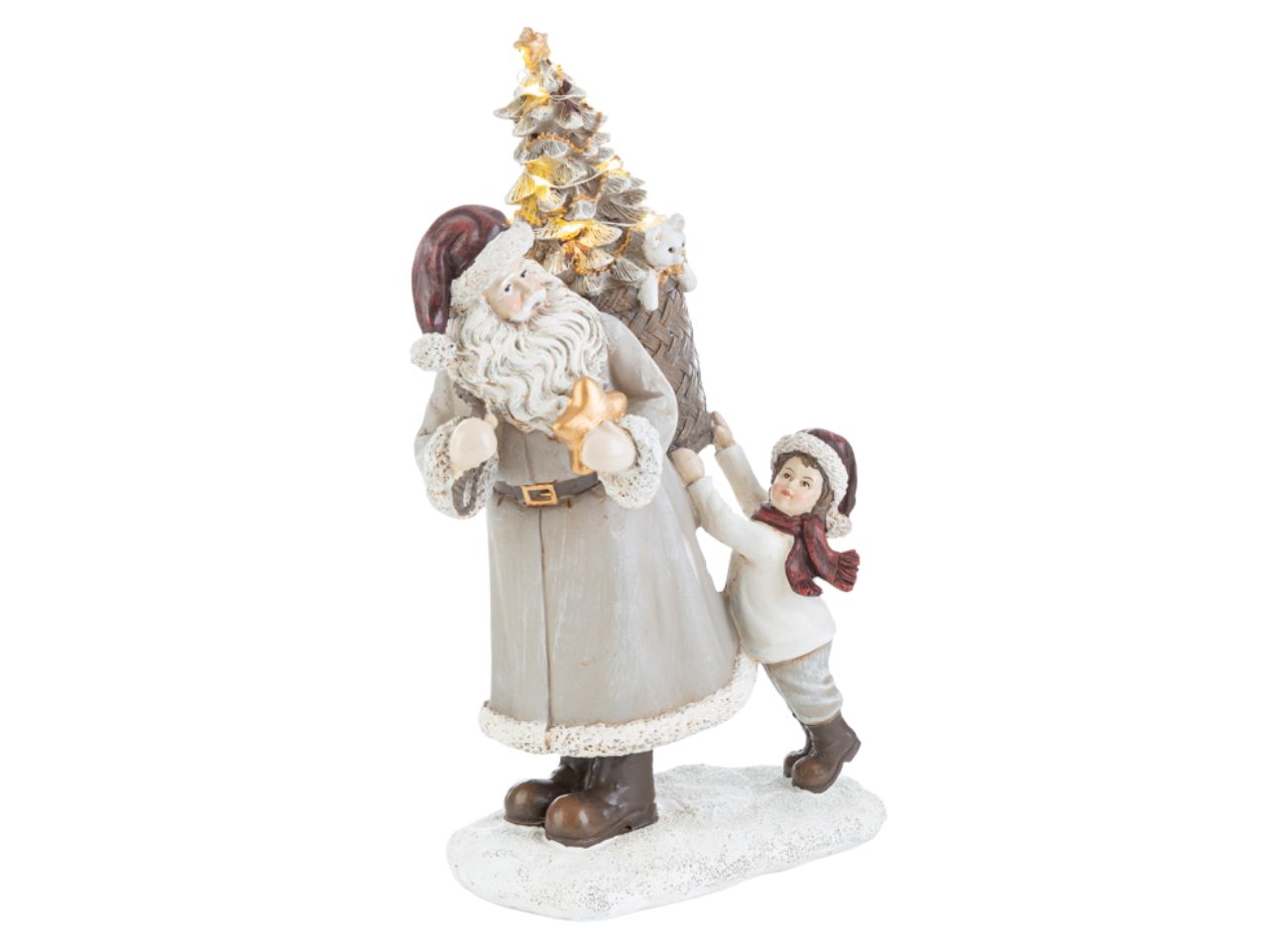 Babbo natale in resina con led 17x13xh.27 cm