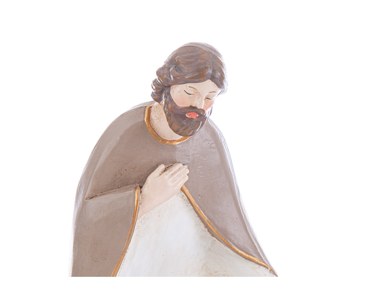 Statua sacra famiglia in resina opaca marrone e bianco 10x7xh.18,5 cm - Le Stelle