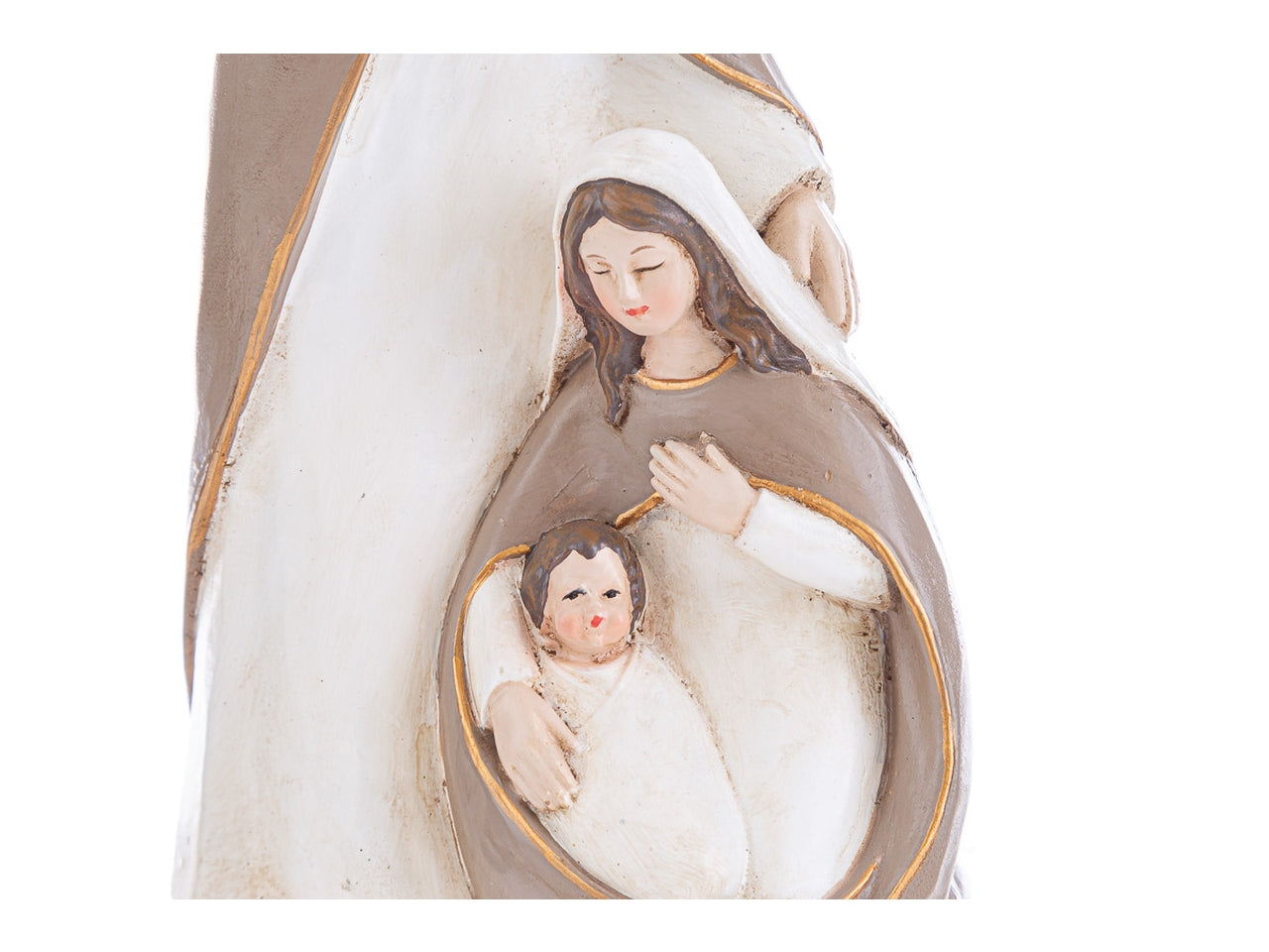 Statua sacra famiglia in resina opaca marrone e bianco 10x7xh.18,5 cm - Le Stelle
