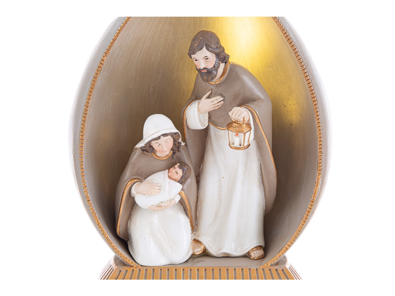 Statua natività con led in resina grigio, dorato e bianco finitura opaca 14,5x9xh.24 cm - Le Stelle