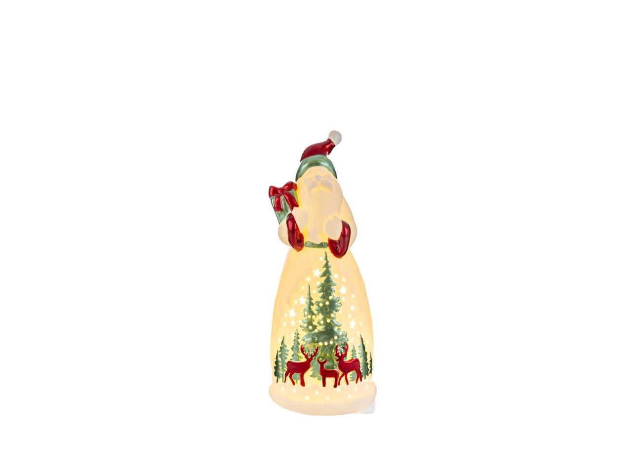 Babbo natale 10,5x10,5xh.26cm con led in porcellana