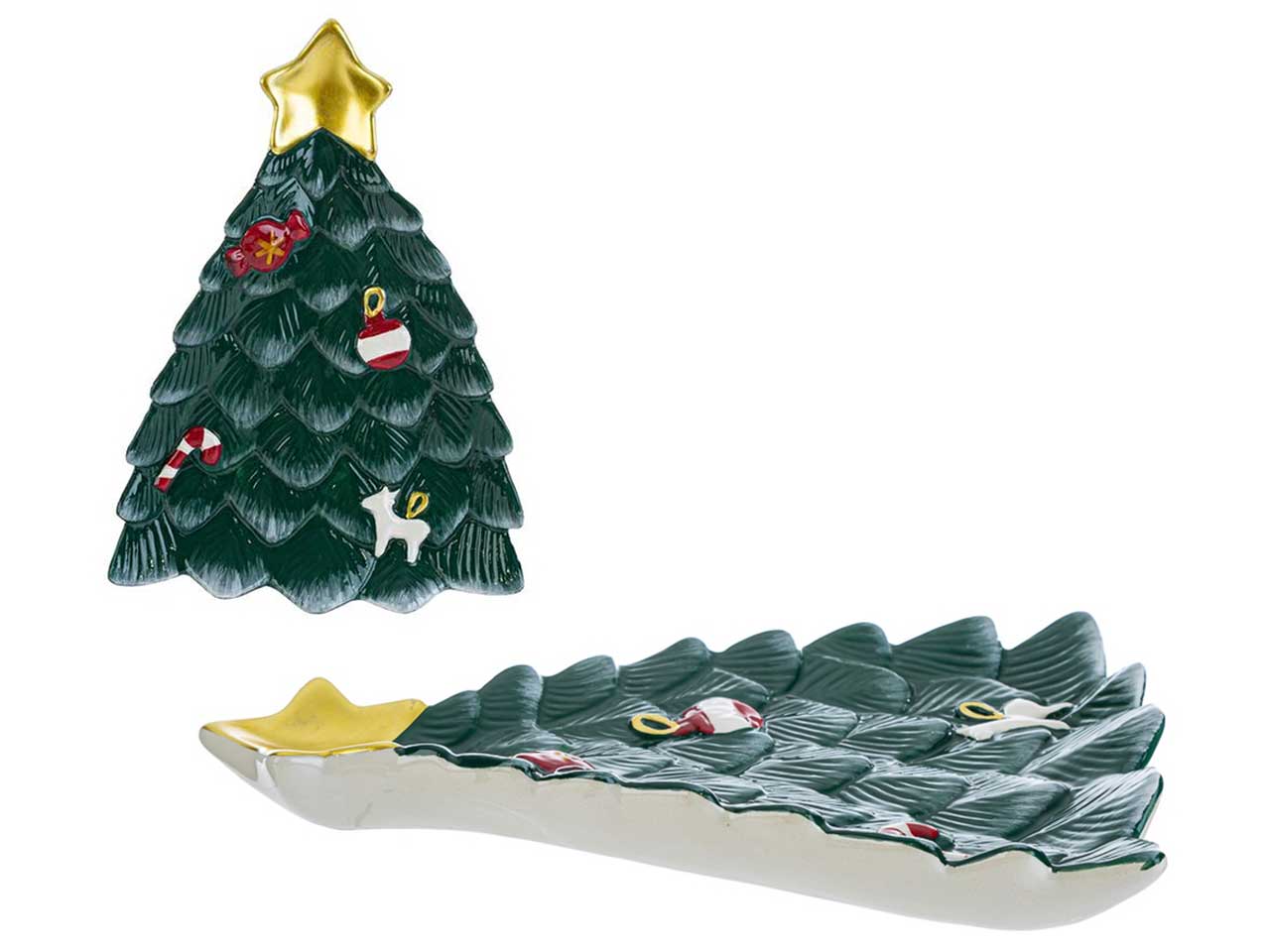 Vassoio albero di natale 18x25xh.3,5cm in ceramica