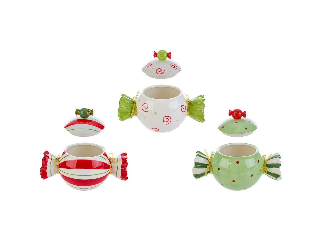 Contenitore candy 14x9xh.10cm in ceramica 3 assortimenti