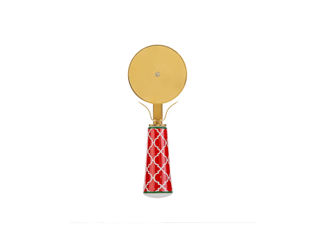 Taglia pizza natalizio in ceramica e metallo rosso e dorato con scatola regalo 15 cm - Le Stelle