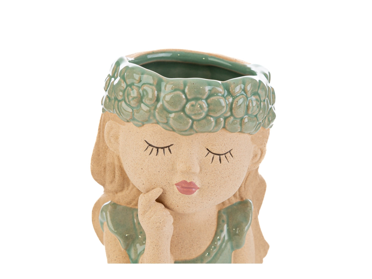 Vaso decorativo ceramica multicolor mezzo busto donna per uso interno 7,5x10 cm - Le Stelle