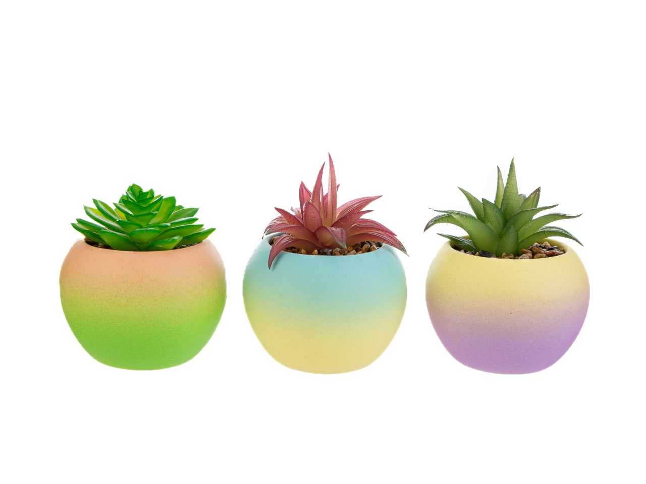 Vasetto piantina artificiale in 3 colori assortiti