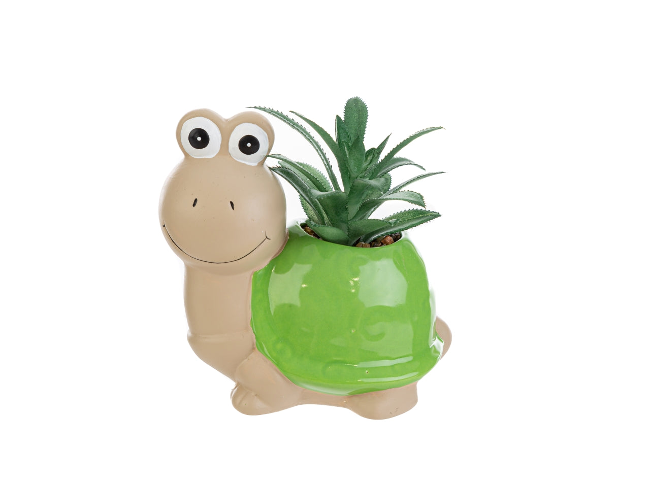 Piantina artificiale bomboniera tartaruga in ceramica e plastica 3 colori assortiti 9x13h.16 cm - Le Stelle