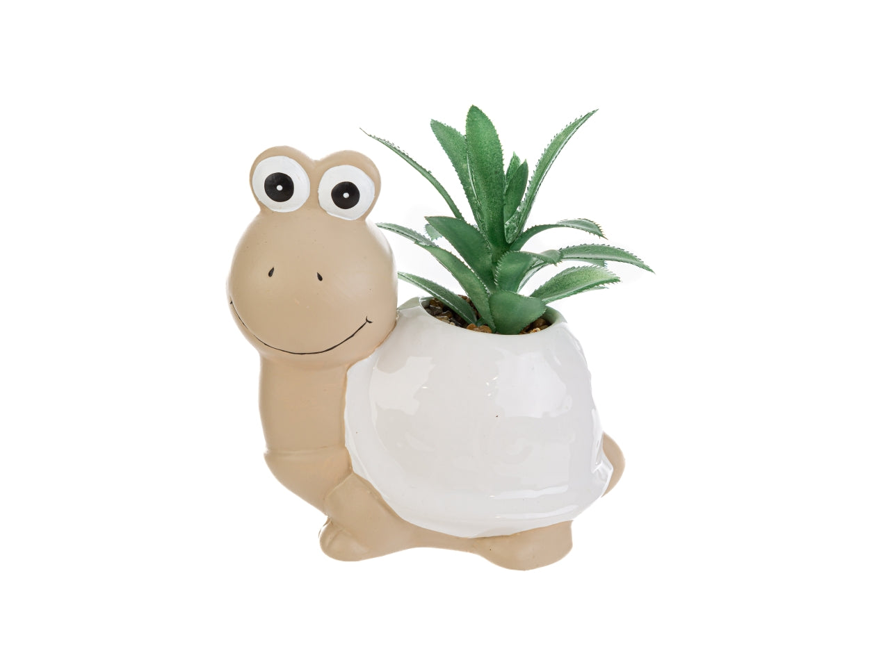 Piantina artificiale bomboniera tartaruga in ceramica e plastica 3 colori assortiti 9x13h.16 cm - Le Stelle