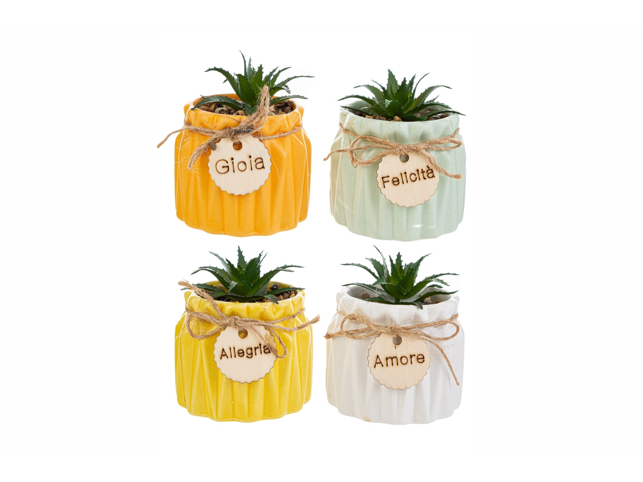 Vasetto piantina artificiale in 4 assortimenti