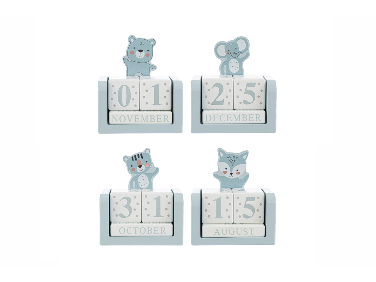 Datario celeste bomboniera nascita bimbo in legno, idea regalo battesimo, 4 soggetti assortiti - 8x4,5x9cm - Le Stelle