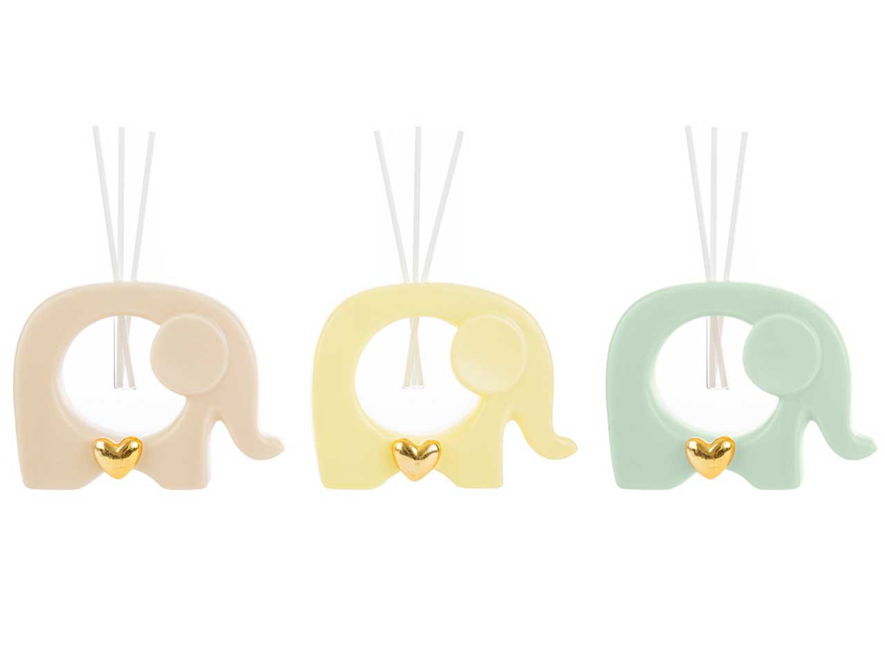 Profumatore elefante in porcellana in 3 colori assortiti