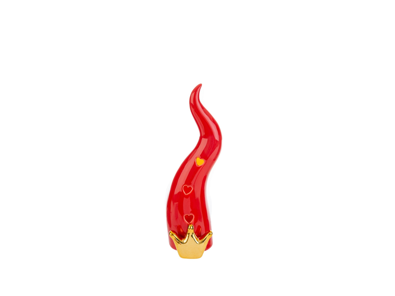 Cornetto rosso in porcellana con led misura 5,5x6,5cm