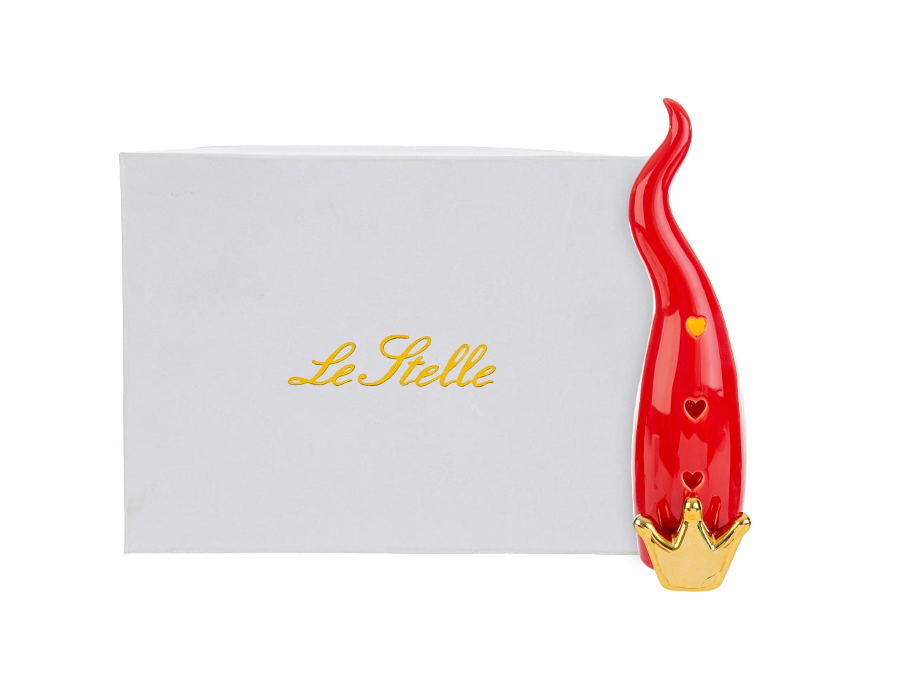 Cornetto rosso in porcellana con led misura 6,5x7,5cm