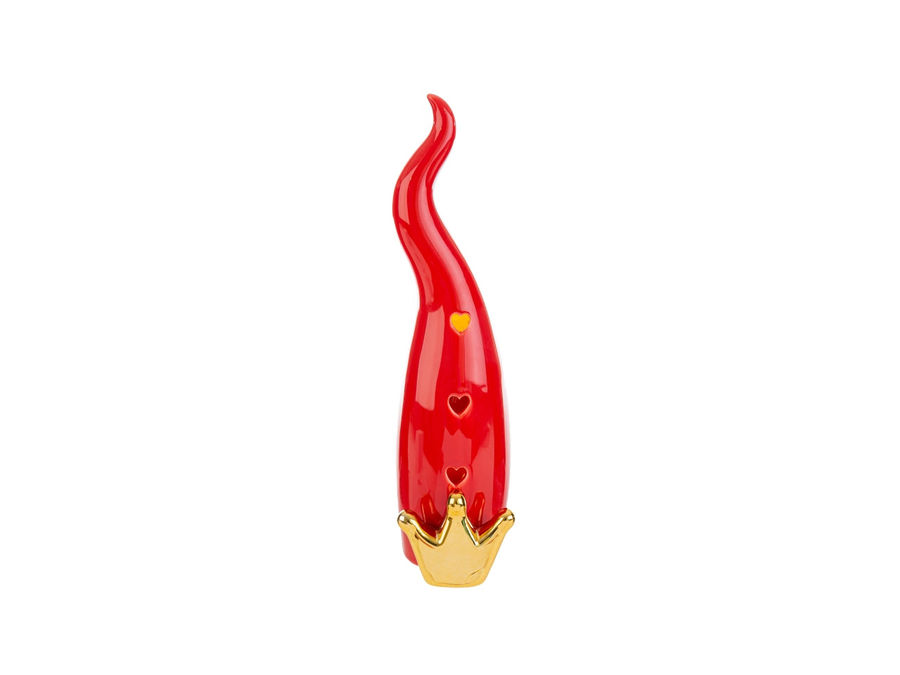 Cornetto rosso in porcellana con led misura 6,5x7,5cm