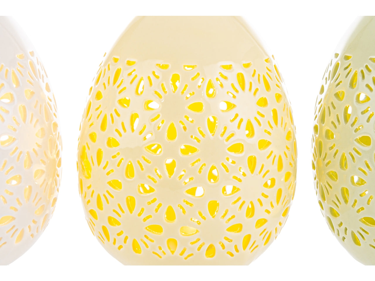 Uovo in ceramica con led in 3 assortimenti misura d.12xh.15cm