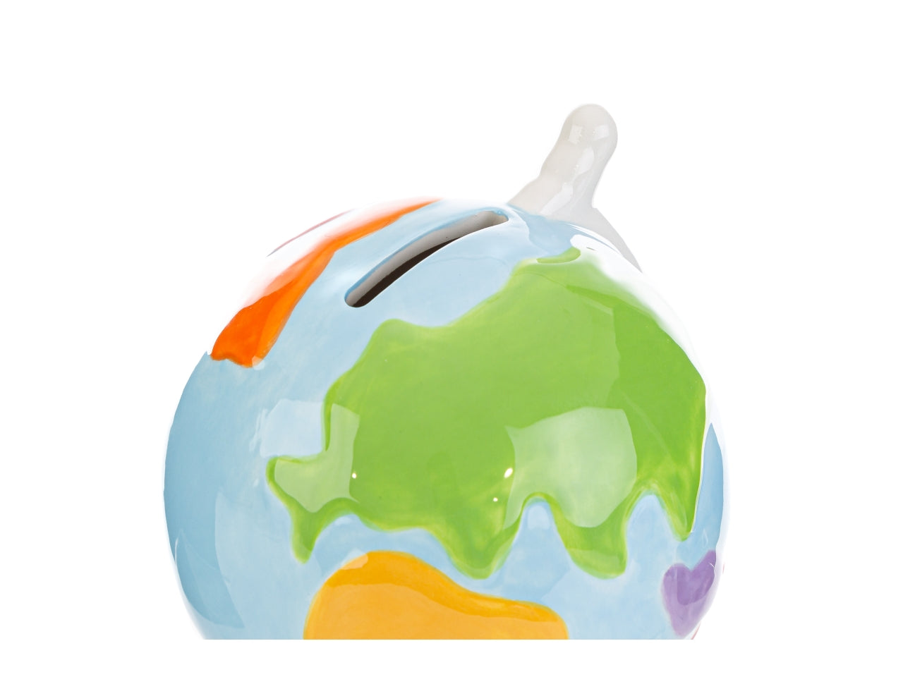 Salvadanaio mappamondo in ceramica misura 10,5cm con astuccio carta 12x10xh16,5cm