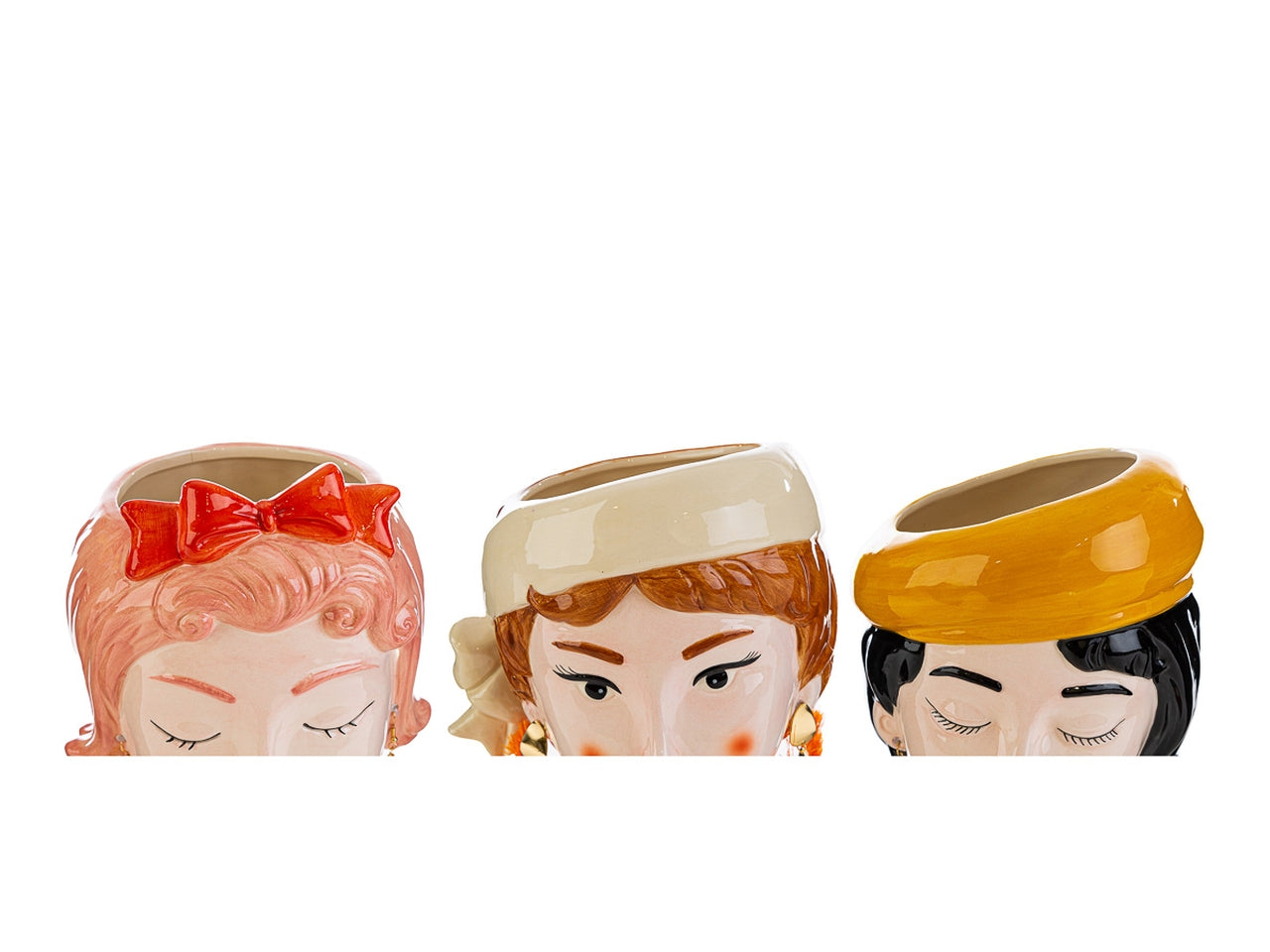 Vaso decorativo ceramica multicolor mezzo busto donna per uso interno 15,5x14x24 cm - Le Stelle