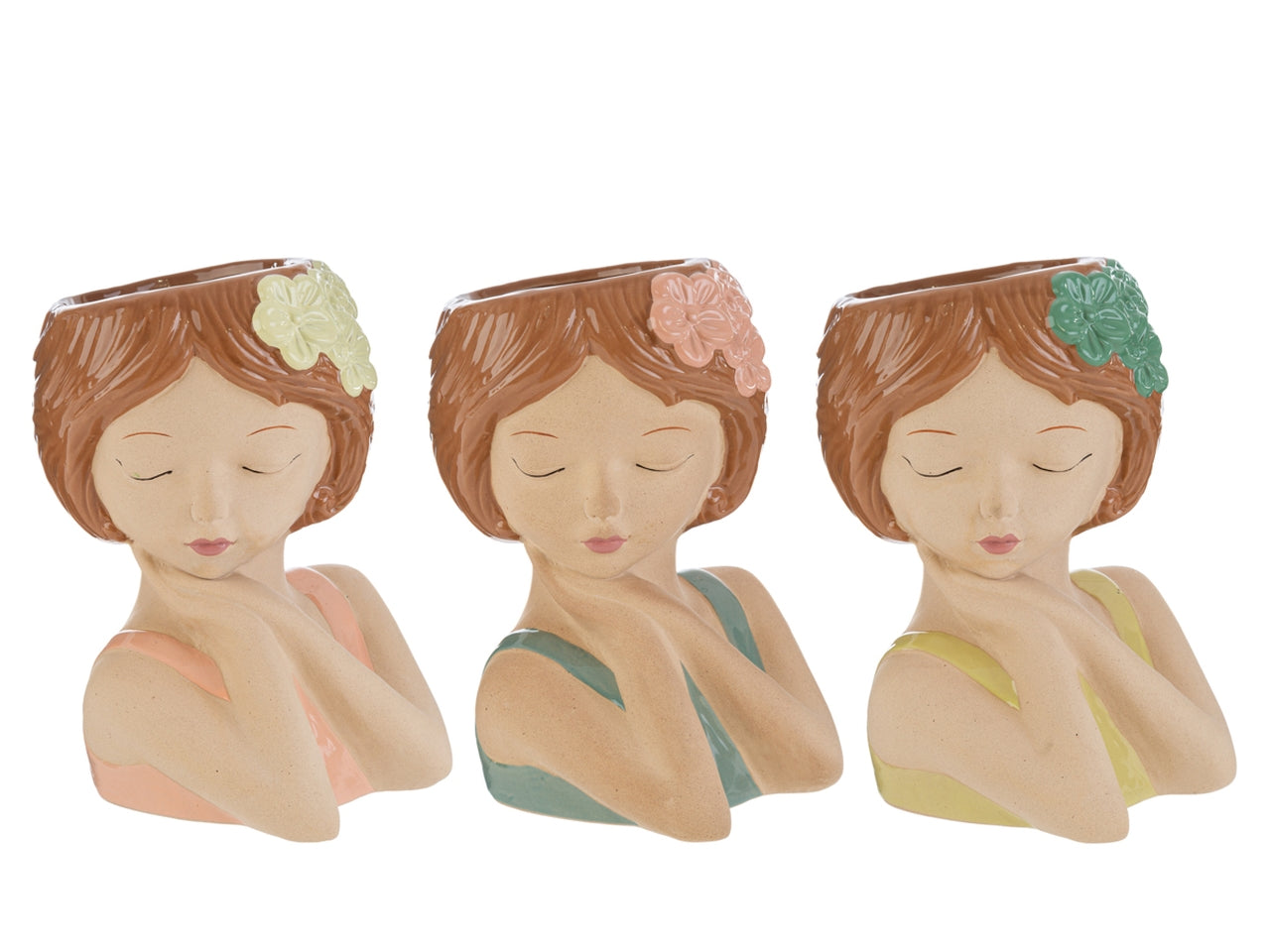 Vaso ceramica girl 9x8xh.12cm con shopper 3 assortimenti