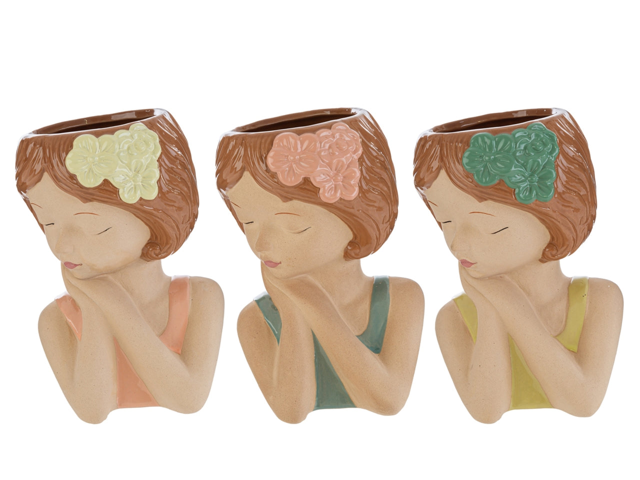 Vaso ceramica girl 9x8xh.12cm con shopper 3 assortimenti