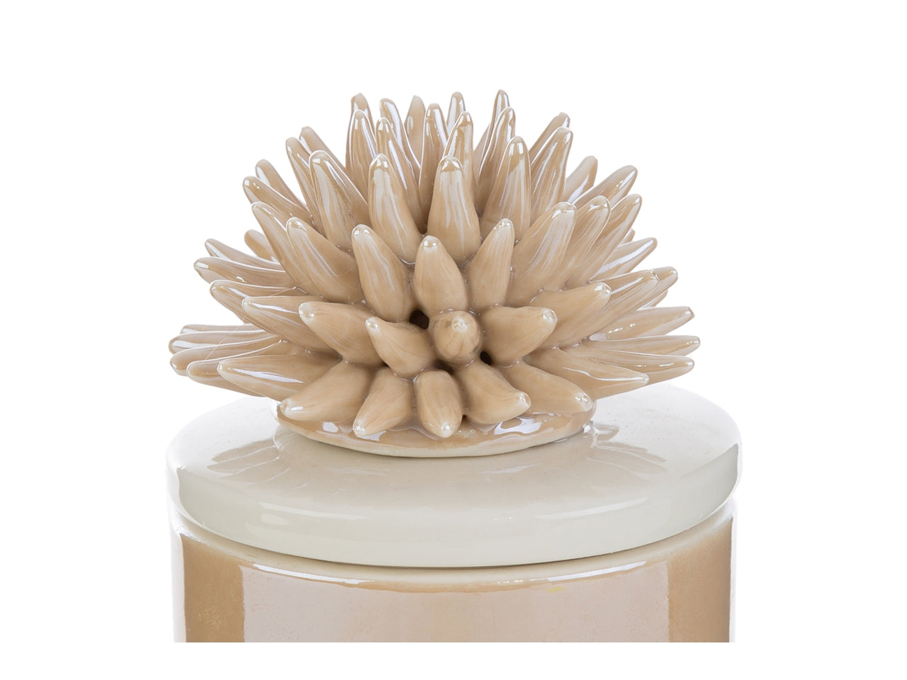 Candela scatola corallo porcellana beige 7,5x7,5xh.11,5cm con astuccio