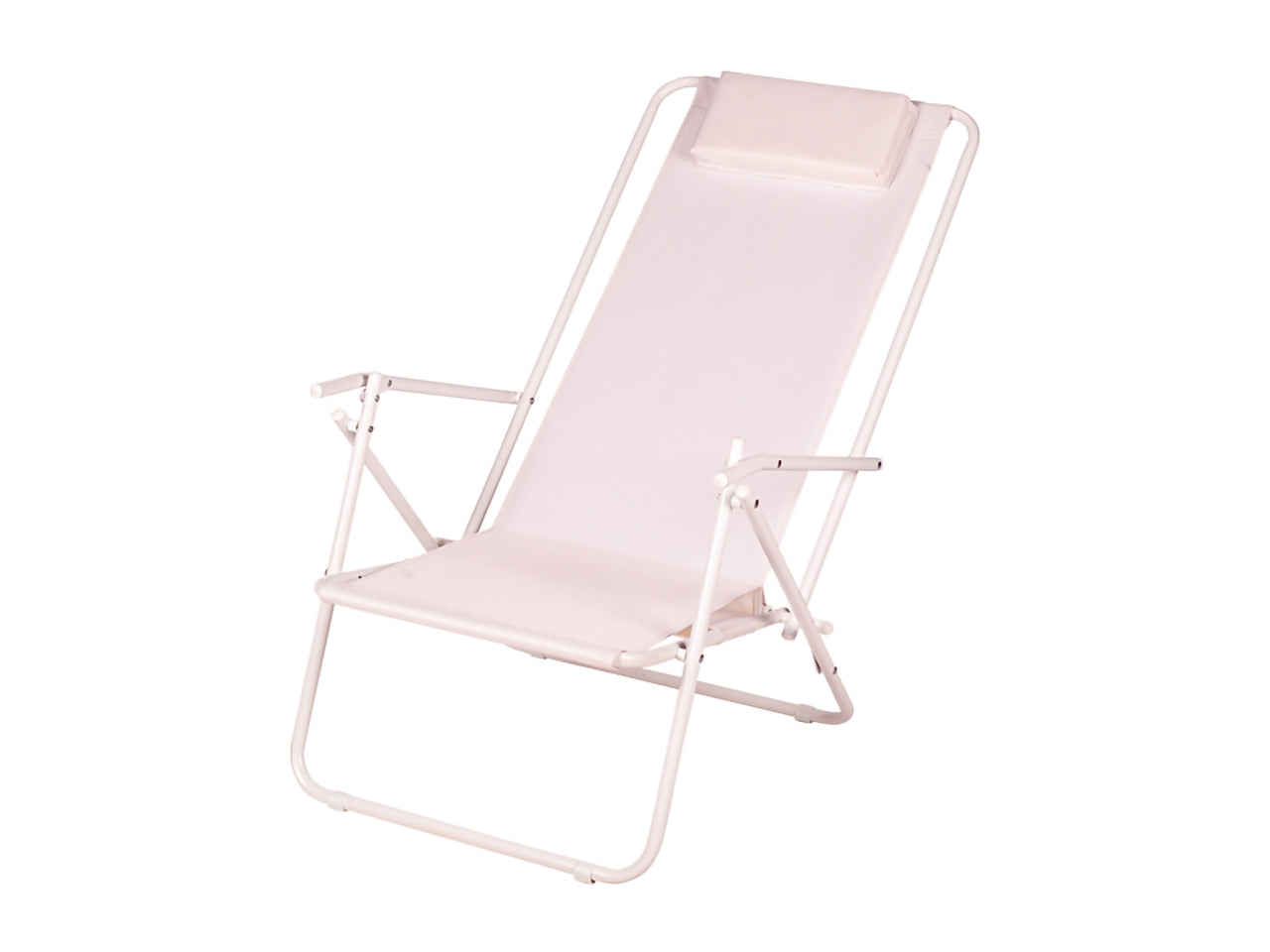 Sdraio mare reclinabile in acciaio e tessuto bianco con cuscino - 87x52x52 cm - Partenope