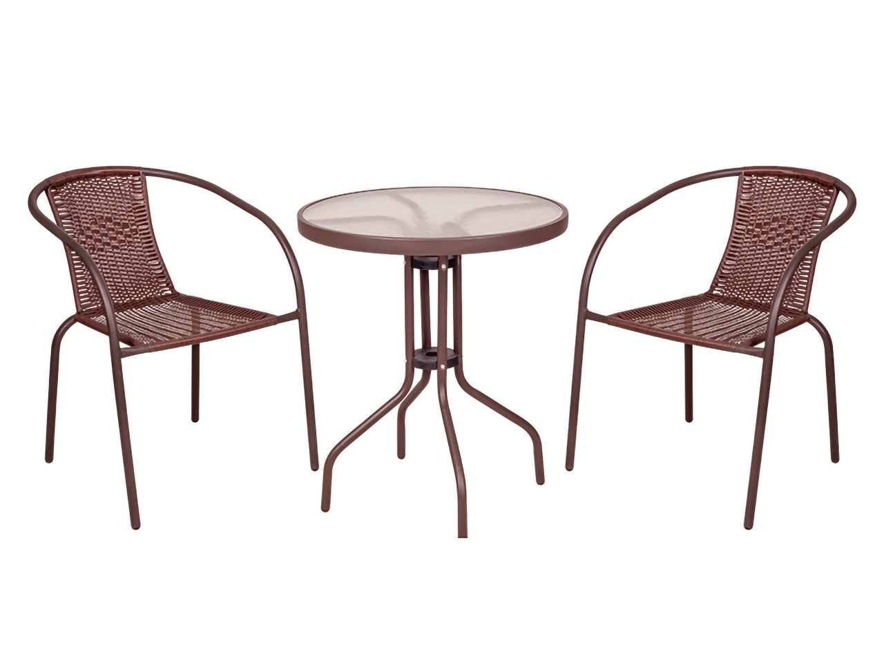 Set bistro' rattan tavolino con 2 sedie colore marrone misura aperta: 165x65x112cm misura chiusa: 96x65x14cm