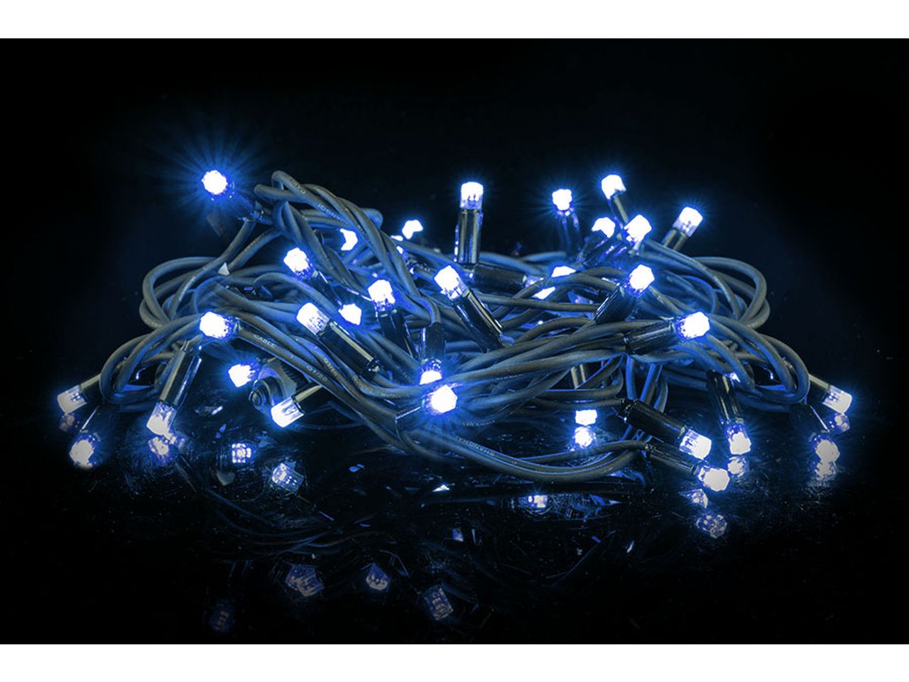 Catena di luci natalizia misura 5m con 50 led flash rubb. per uso esterno colore bianco