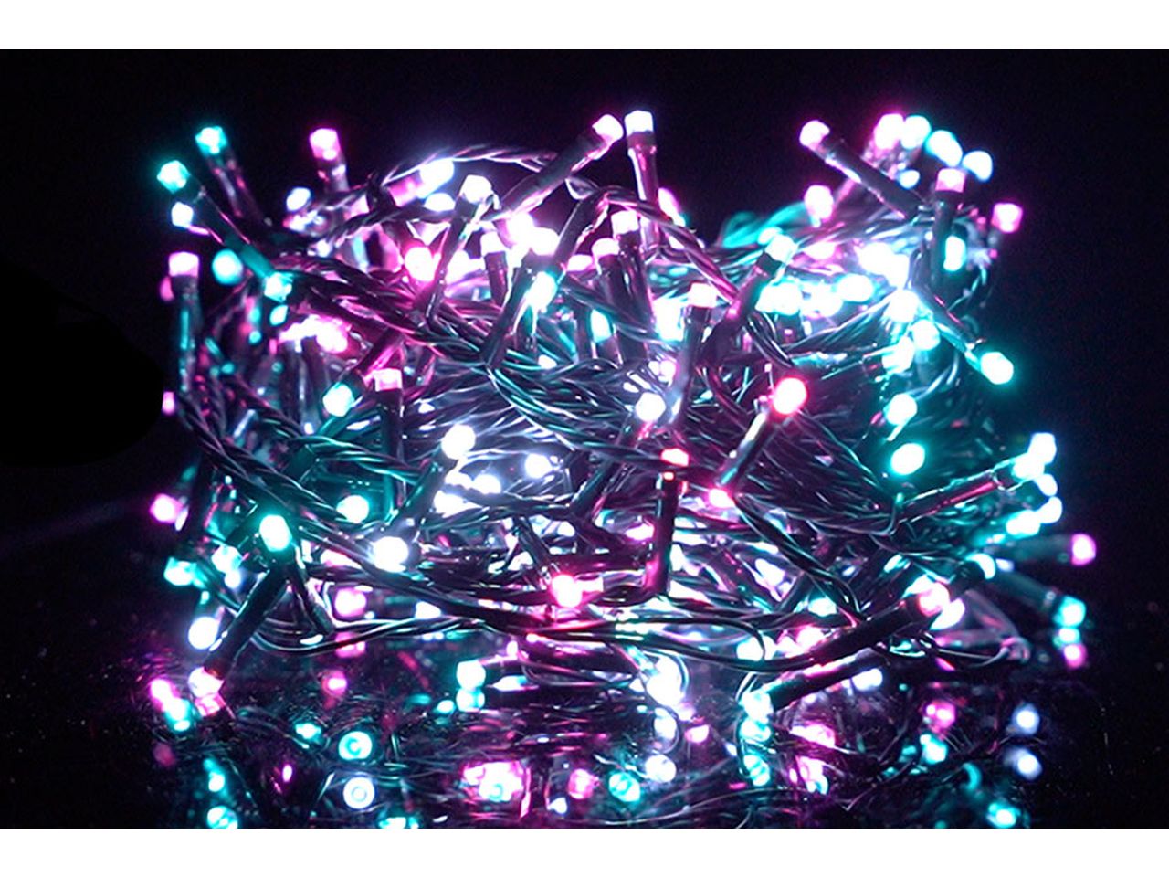 Serie di luci natalizia con 500 led e 8 funzioni per uso esterno colore bianco, rosa e azzurro
