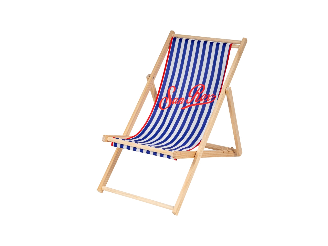 Sdraio in legno e poliestere blu pieghevole 58x89x90 cm - Rox