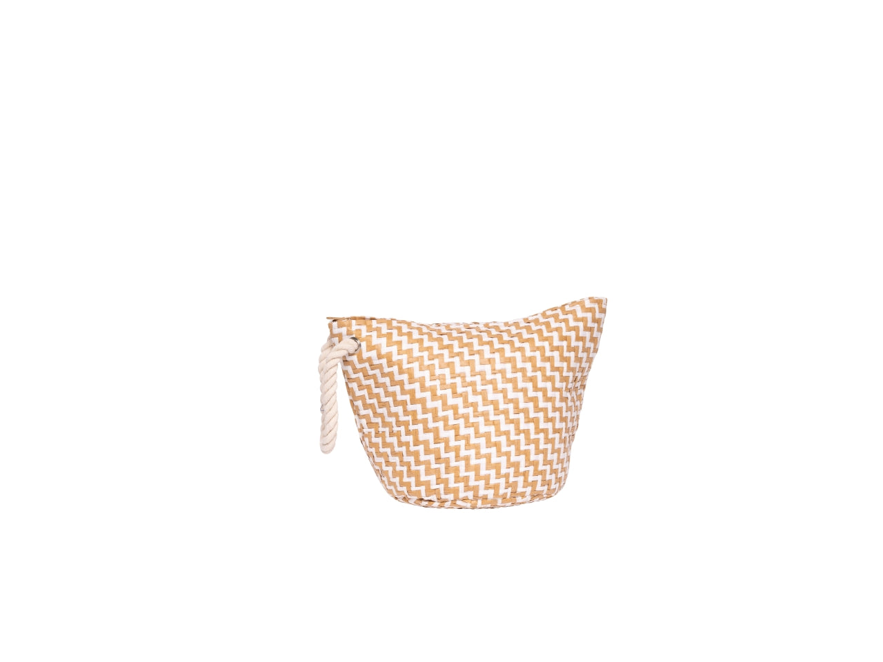 Pochette mare con zip in paglia di carta naturale in 4 colori assortiti zig zag e polsiera in corda 18x18 cm - Rox
