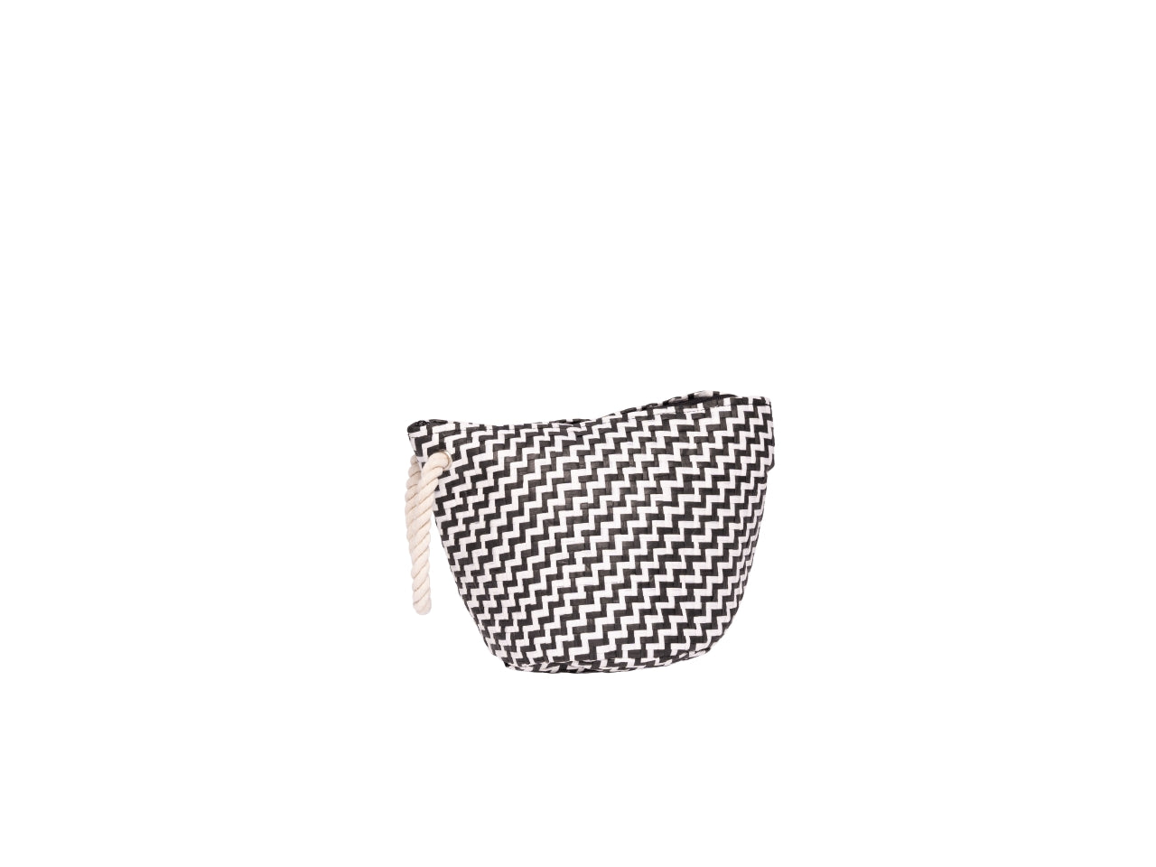 Pochette mare con zip in paglia di carta naturale in 4 colori assortiti zig zag e polsiera in corda 18x18 cm - Rox