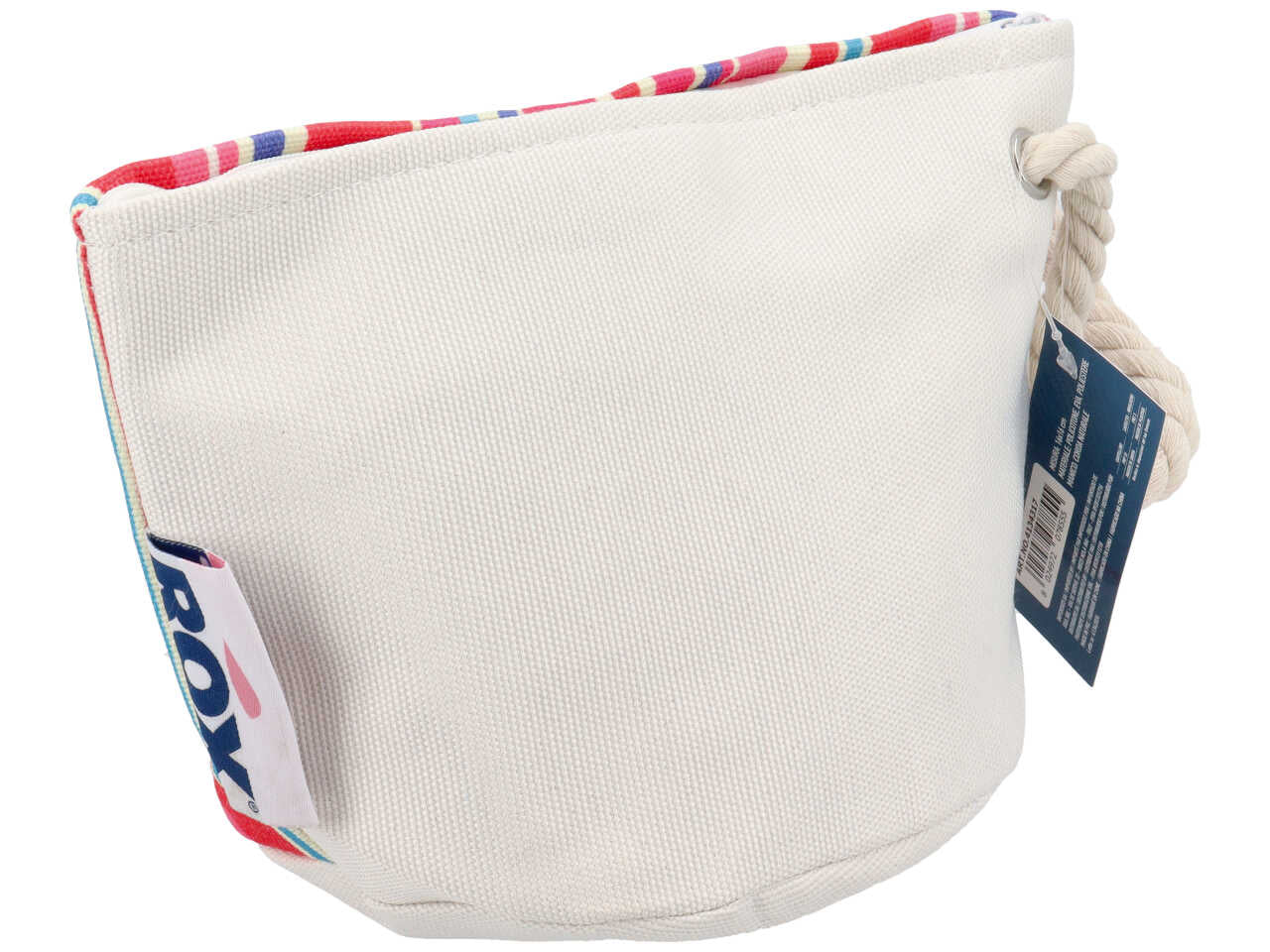 Pochette mare in misto cotone multicolor rigata con polsiera in corda naturale 16x16 cm - Rox