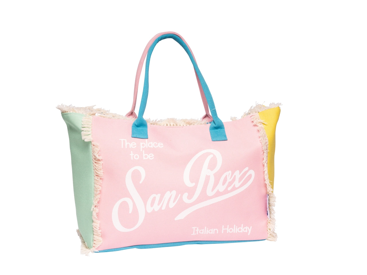 Borsa mare con frange in misto cotone multicolor 45x35x20 cm - Rox