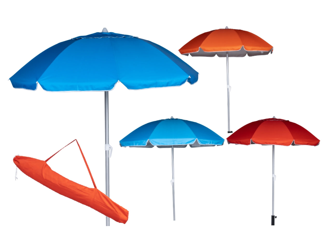 Ombrellone da spiaggia in alluminio antivento multicolore tinta unita 240 cm - Nataluna