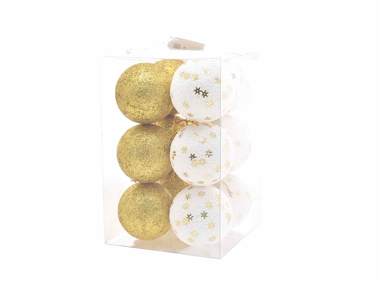 Palle 12 pezzi 7cm con fiocchi di neve oro