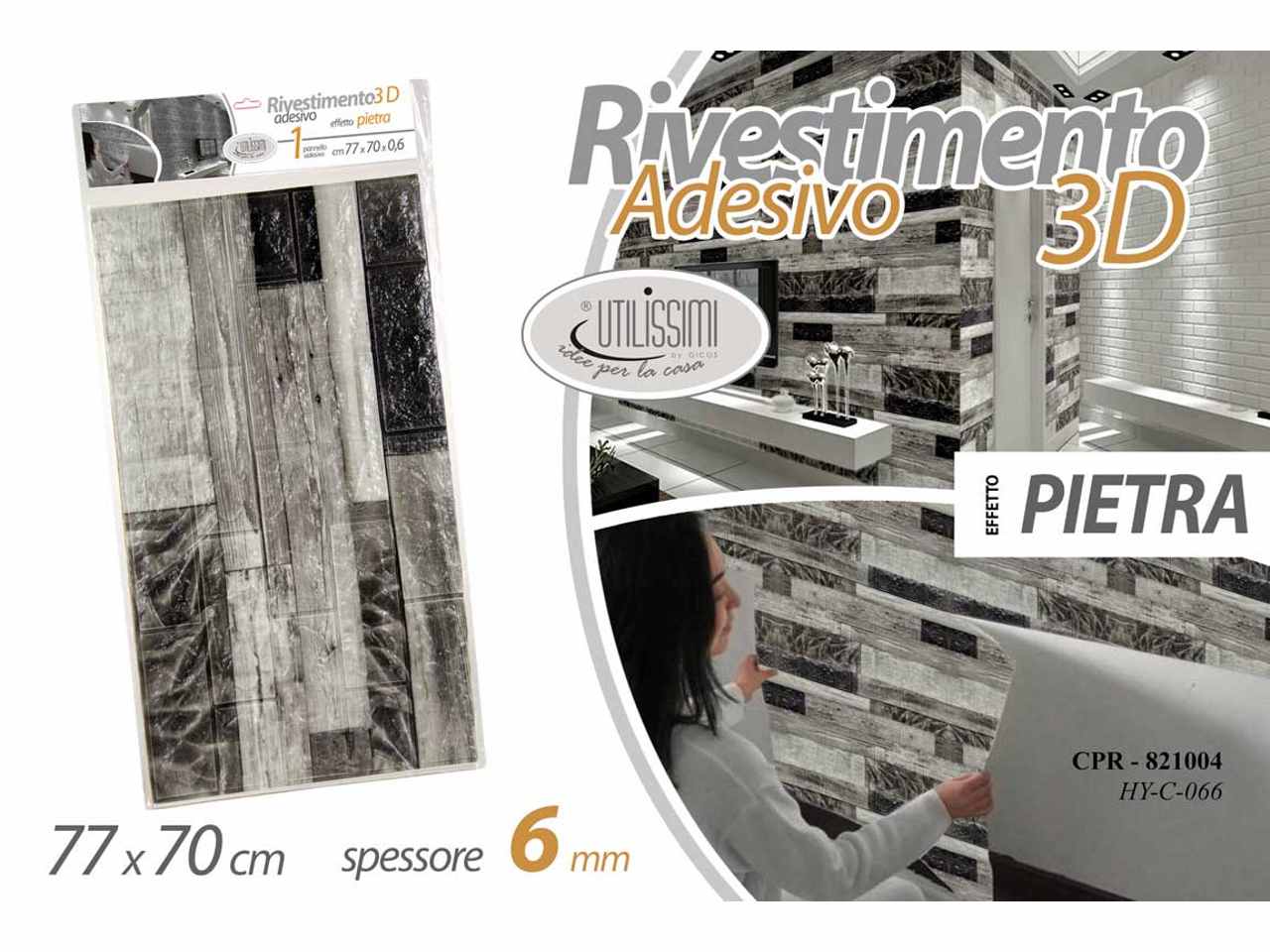 Rivestimento 3d 6mm 77x70cm 821004