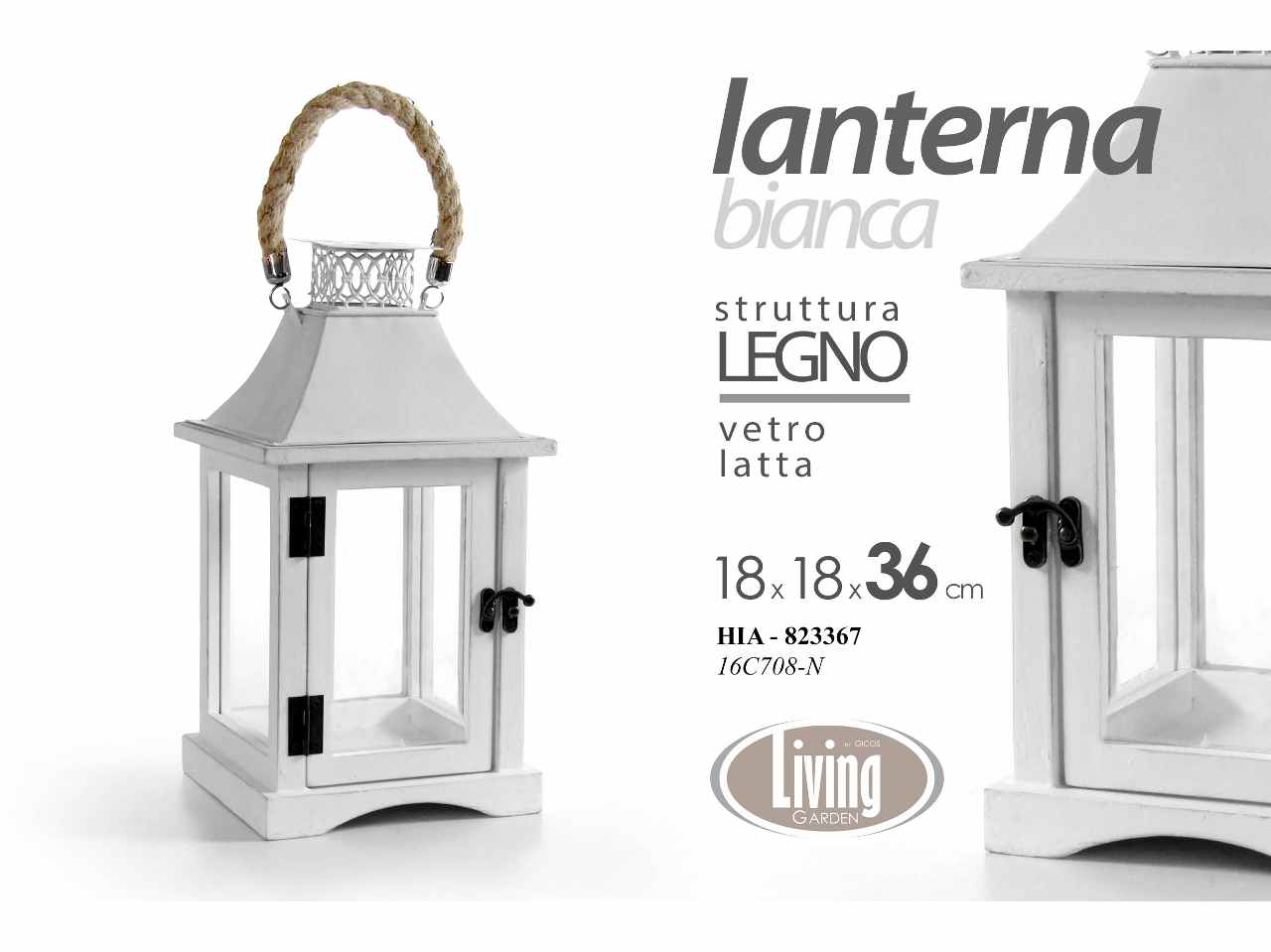 Lanterna bianca 17,5x17,5x36cm823367
