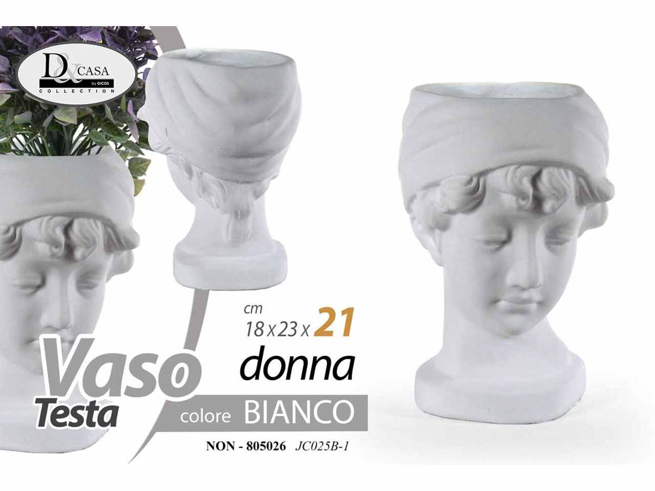 Vaso testa di donna bianco 18x13x21 825026
