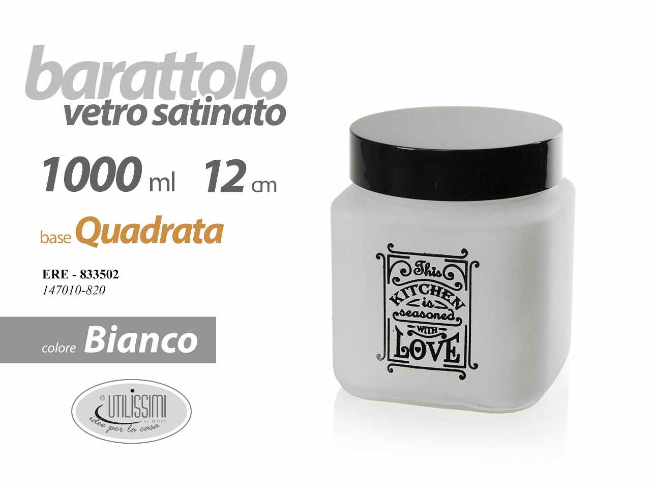 Barattolo quad.bianco 1lt 12cm 833502