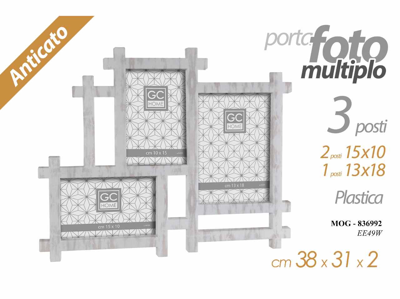 Porta foto multiplo 3p bianco 38x31cm836992