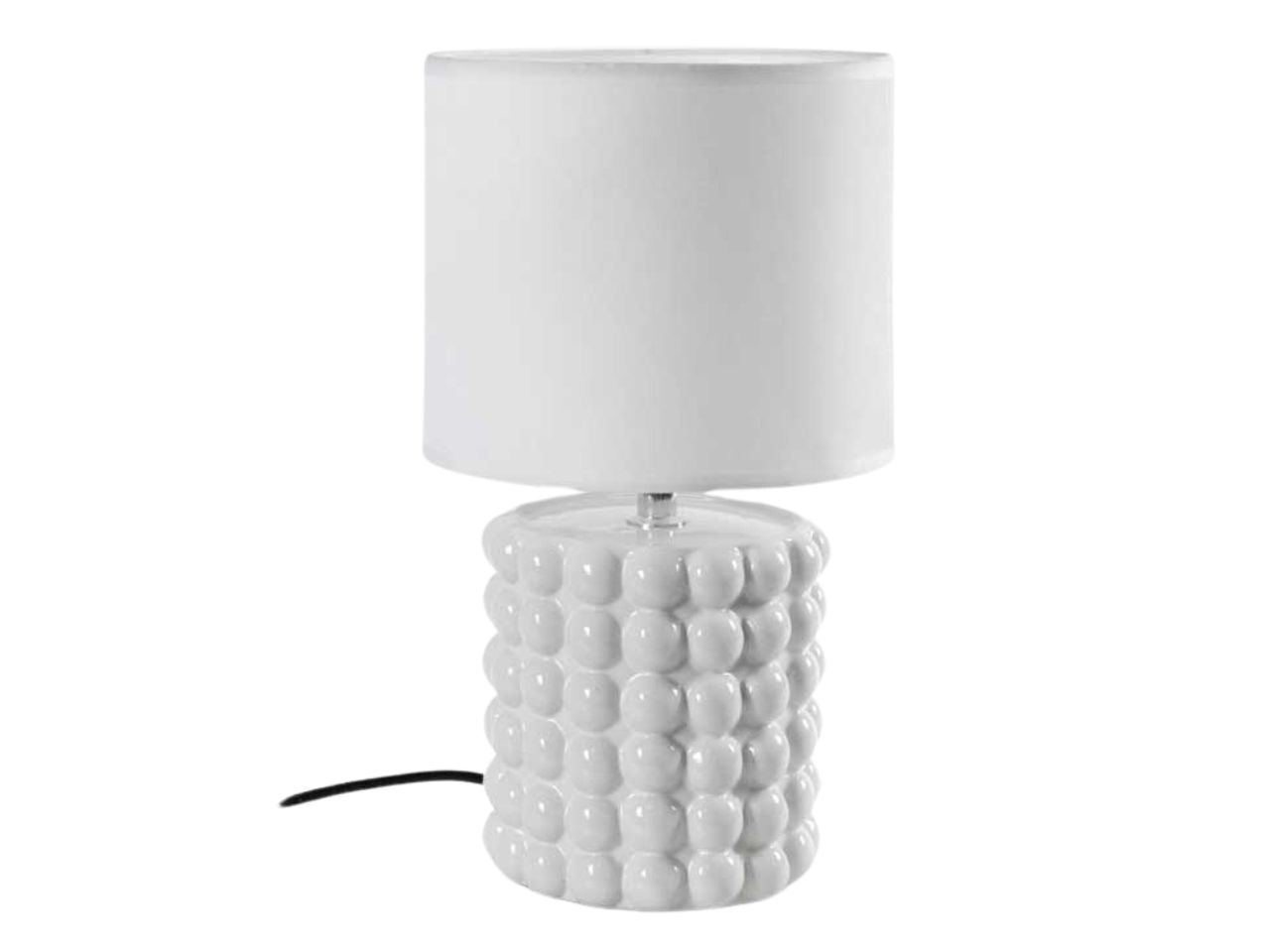 Lampada da scrivania bianca illuminazione diffusa stile moderno con semisfere a rilievo in ceramica per uso interno, 18x33 cm - Gicos