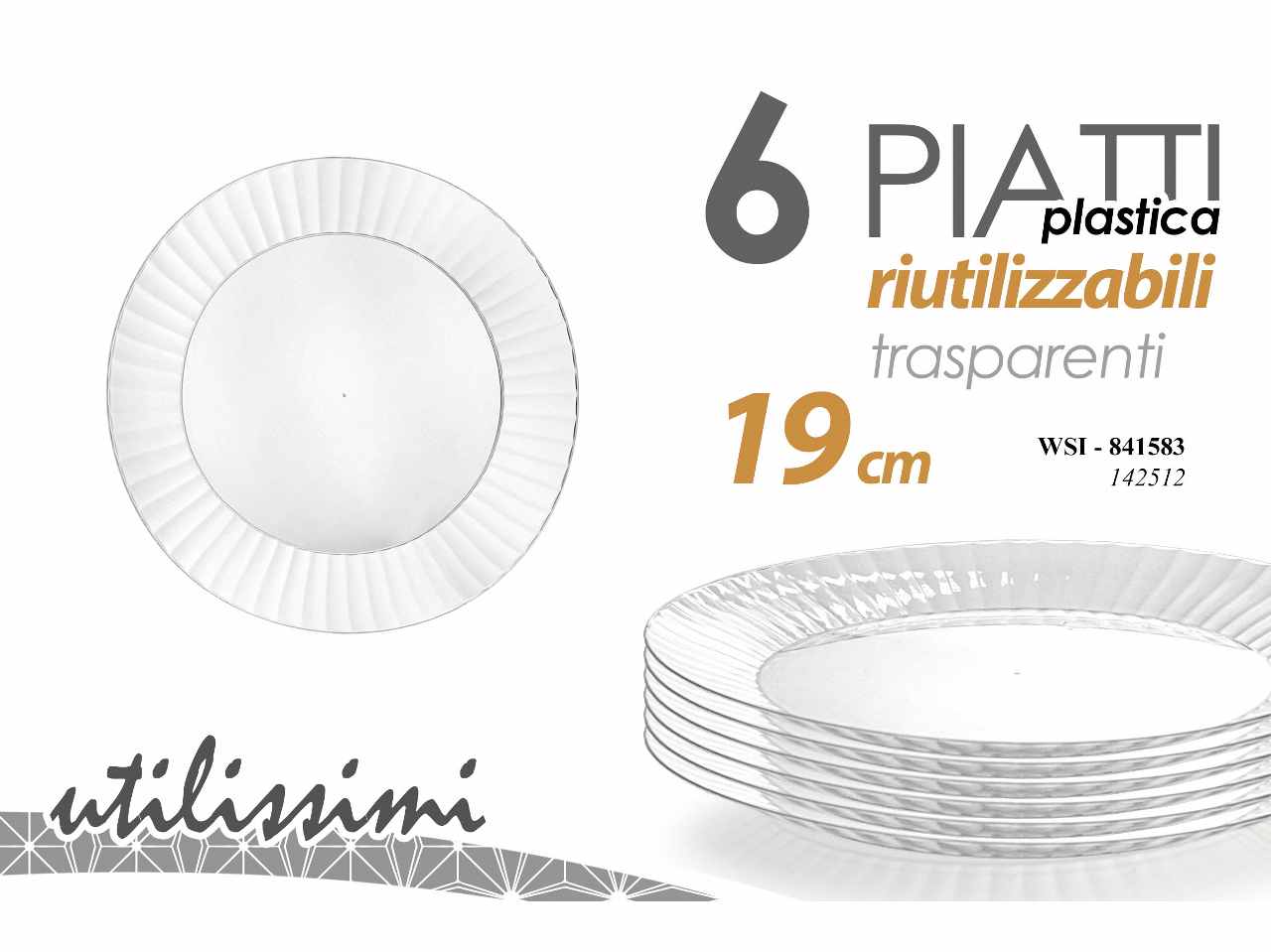 Piatto plast.tras.6 pezzi 19cm 841583