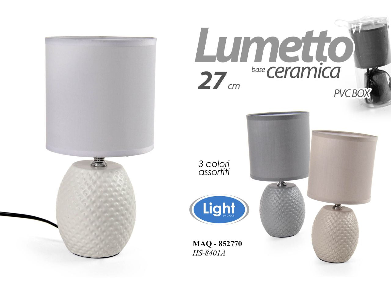 Lumetto da comodino in ceramica misura 27cm