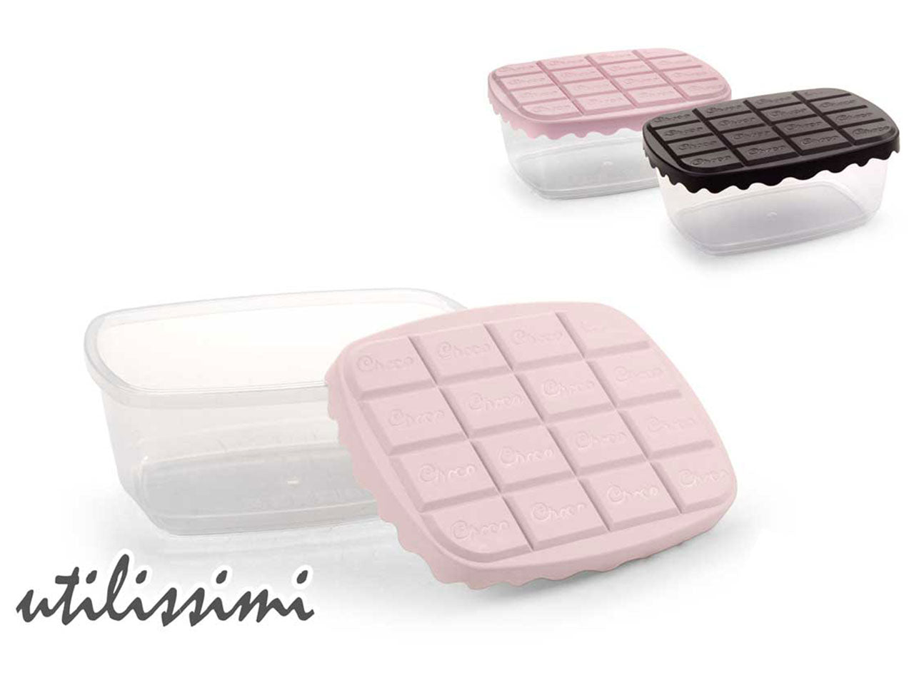 Contenitore con coperchio a forma di stecca di cioccolato 2 lt, rosa e marrone 22x17x9 cm - Utilissimi